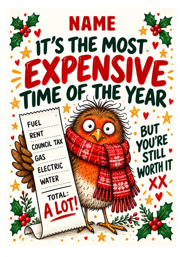 Personalised Funny Christmas Card - Cost of Living