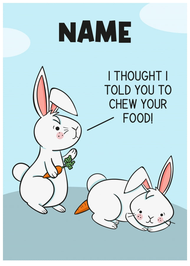 Chew Your Food Easter Card for Boys and Girls - Funny Easter Card for Kids