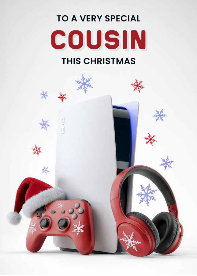 Gaming Christmas Card for Cousin - Console Controller Headphones