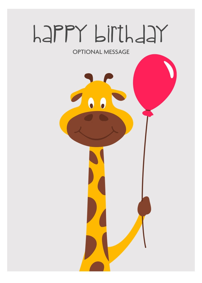 Giraffe Birthday Card for Boy or Girl - Cute Bday Cards