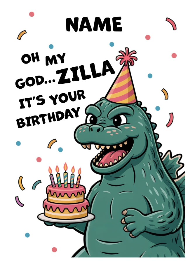 Funny Birthday Cards for Men - Oh My Godzilla!