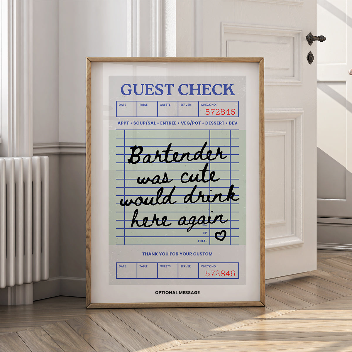 Personalised Kitchen Wall Art - Bartender Was Cute Would Drink Here Again - {VARIATION}