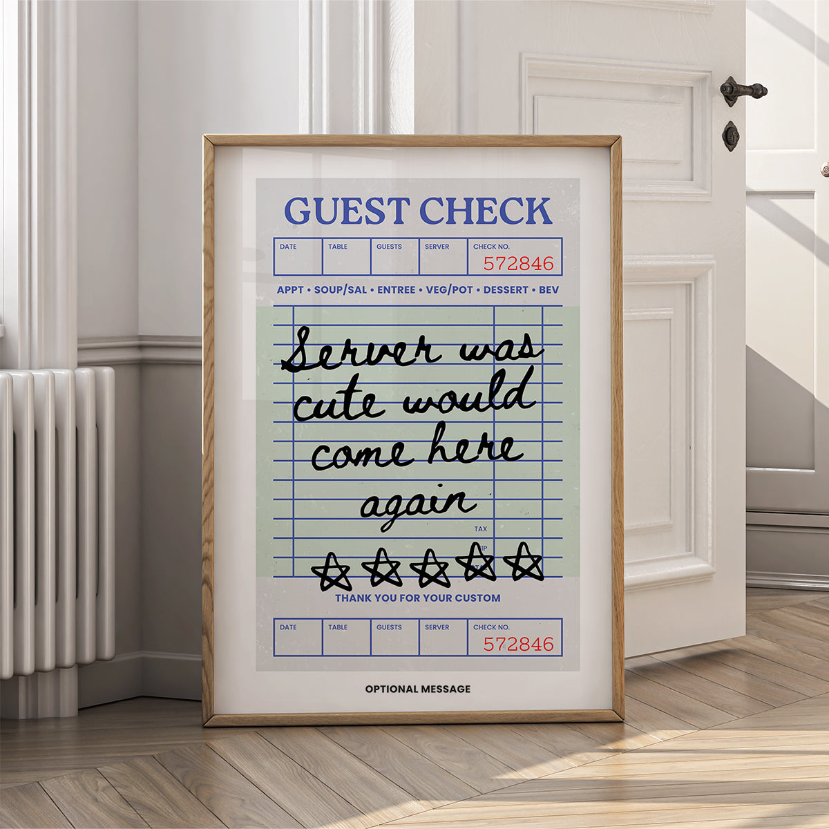 Personalised Kitchen Wall Art - Server Was Cute Would Come Here Again - {VARIATION}