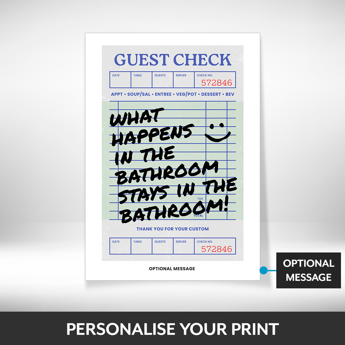 What can be personalised on this pictures for bathroom walls