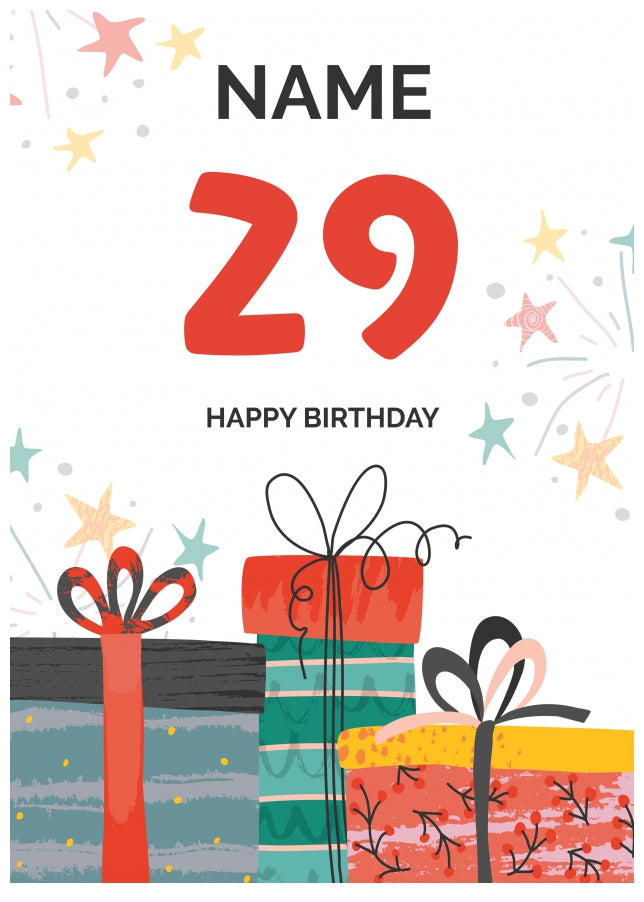 Happy 29th Birthday Card - Fun Presents Design