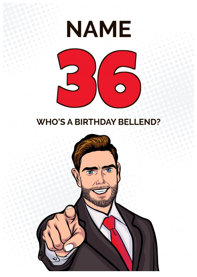 Happy 36th Birthday Card - Who's a Birthday Bellend!