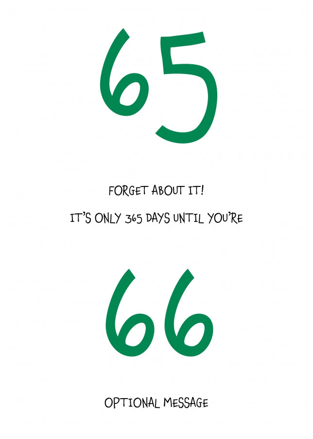 Happy 65th Birthday Card - Forget about it!