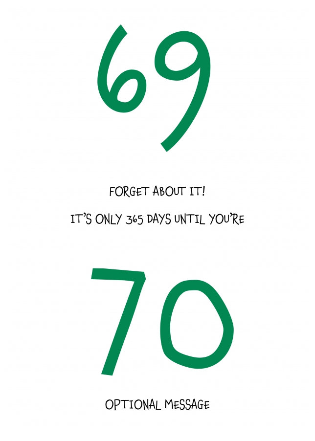 Happy 69th Birthday Card - Forget about it!