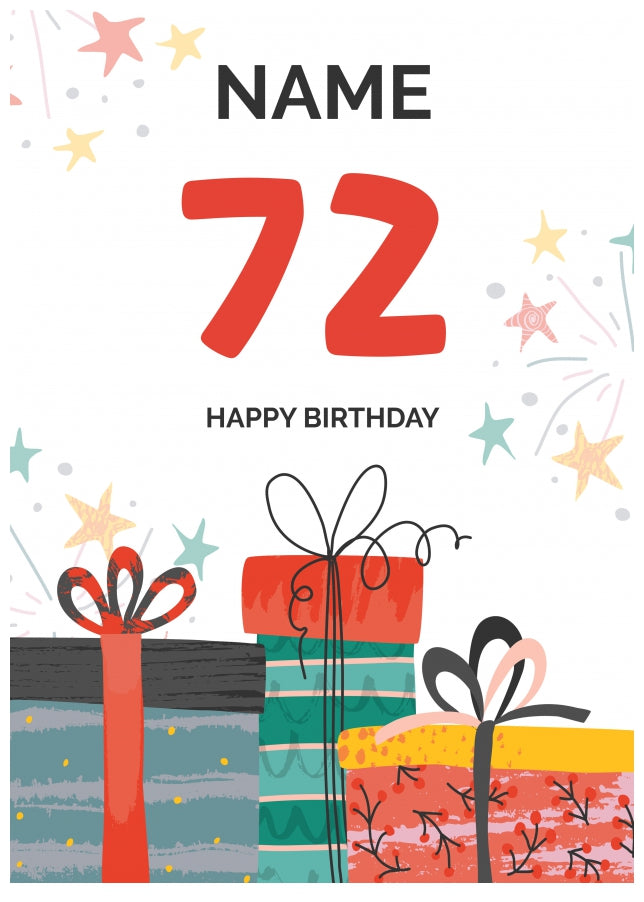 Happy 72nd Birthday Card - Fun Presents Design