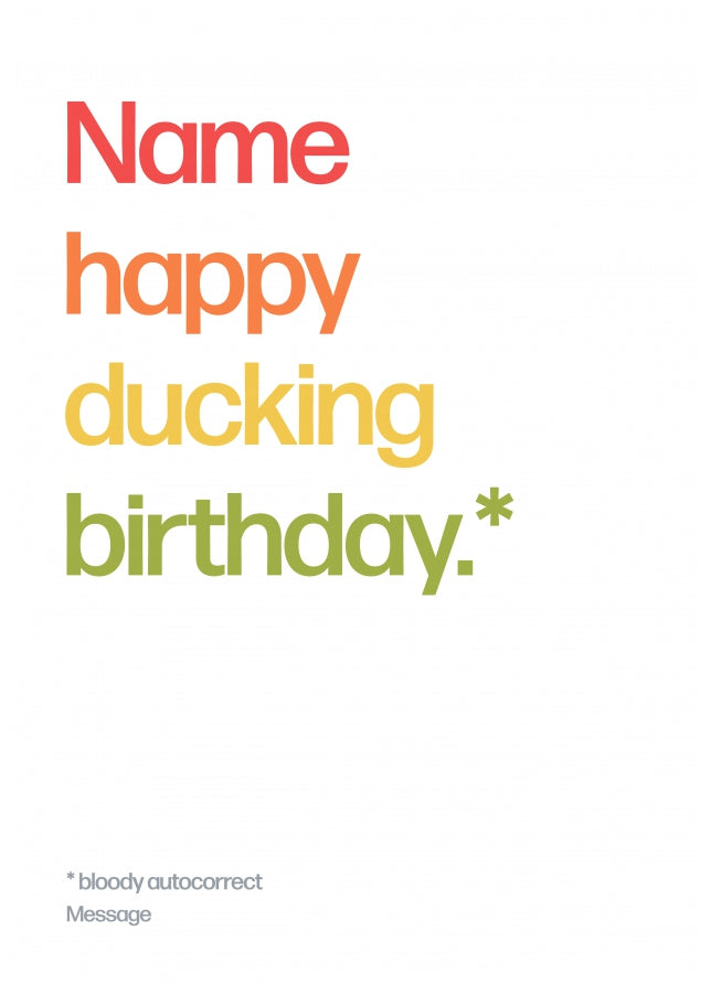 Personalised Happy Ducking Birthday Card