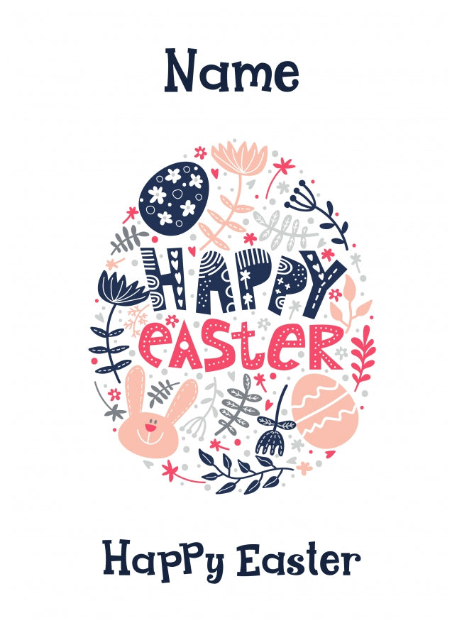 Cute Easter Card for Granddaughter, Daughter, Niece and Girls - Cartoon Egg