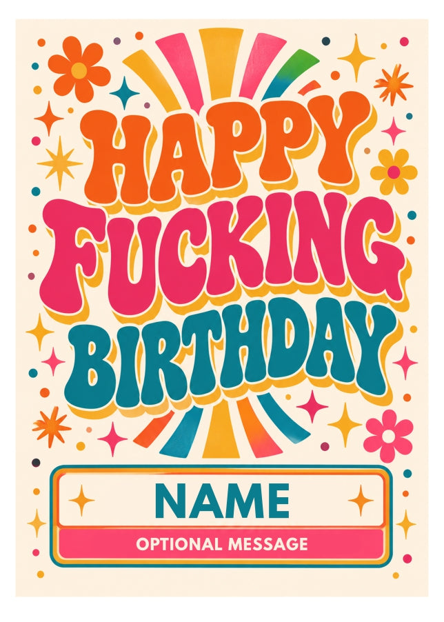 Funny Rude Happy Birthday Card with Personalised Message