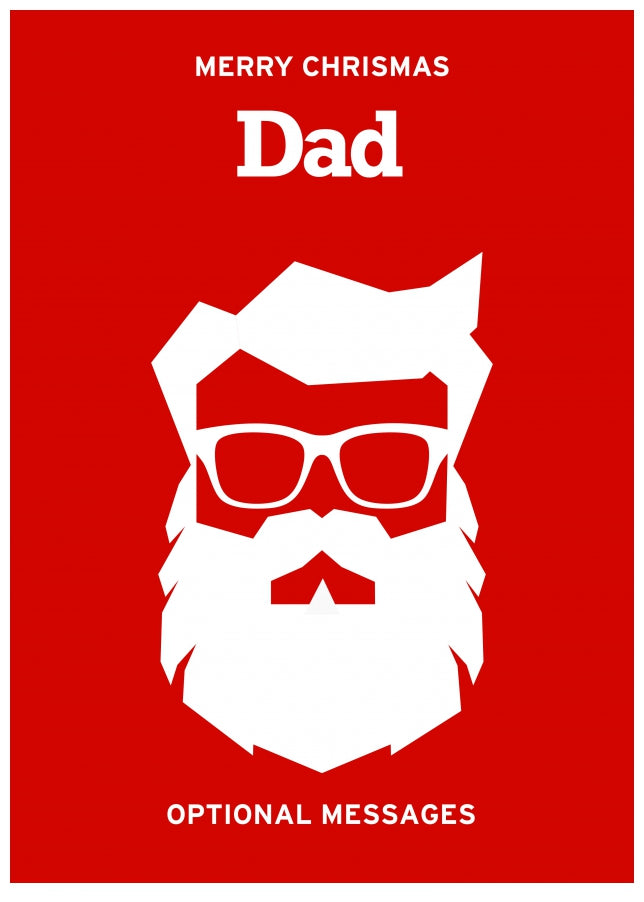 Hipster Christmas Card for Dad - Santa with Beard!