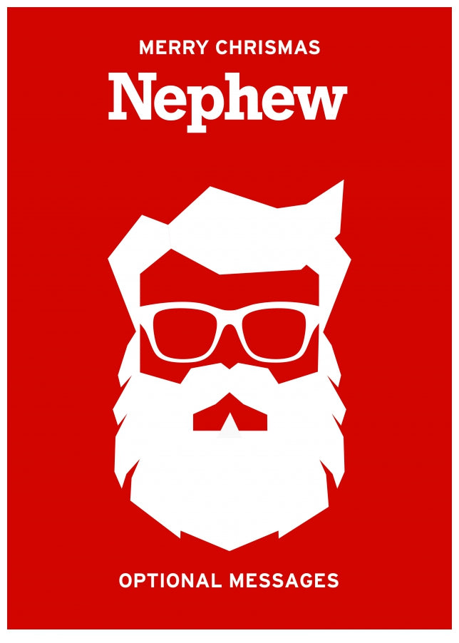 Hipster Christmas Card for Nephew - Santa with Beard!