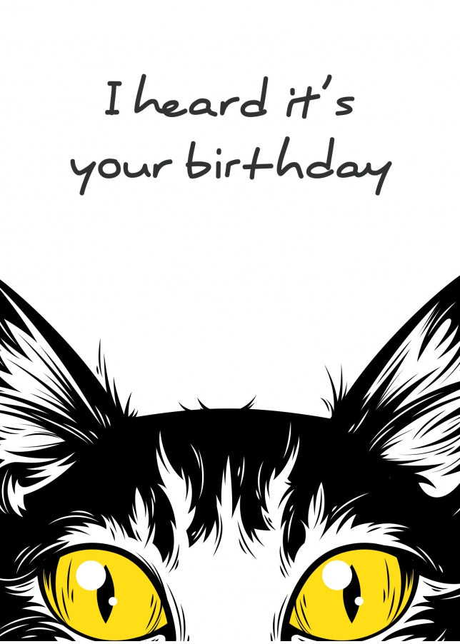 Cat Birthday Card (Watching) - Funny Birthday Cards for Women & Men