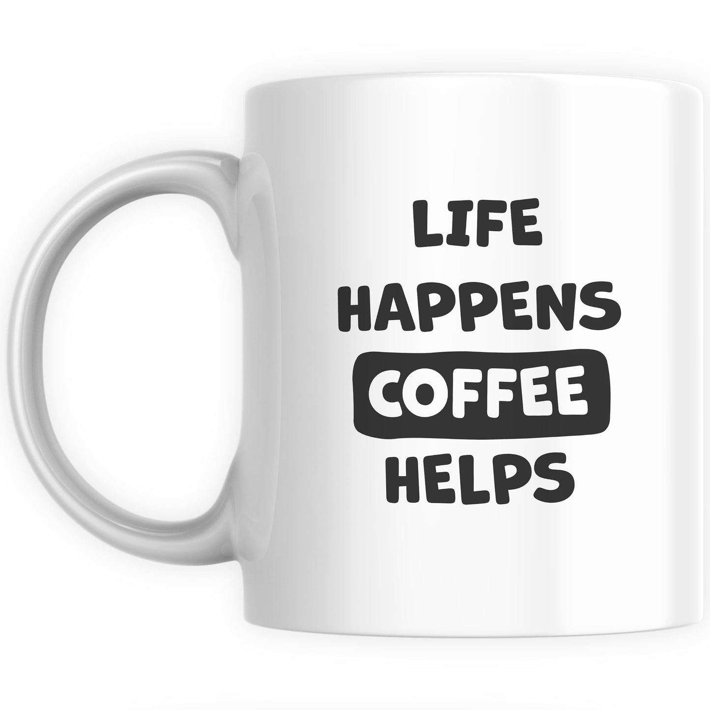 Funny Mugs for Men and Women - Life Happens Coffee Helps