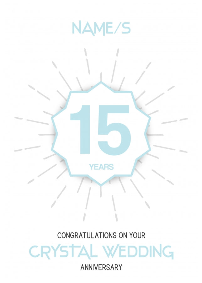 Crystal Wedding Anniversary Card for 15th Wedding Anniversary