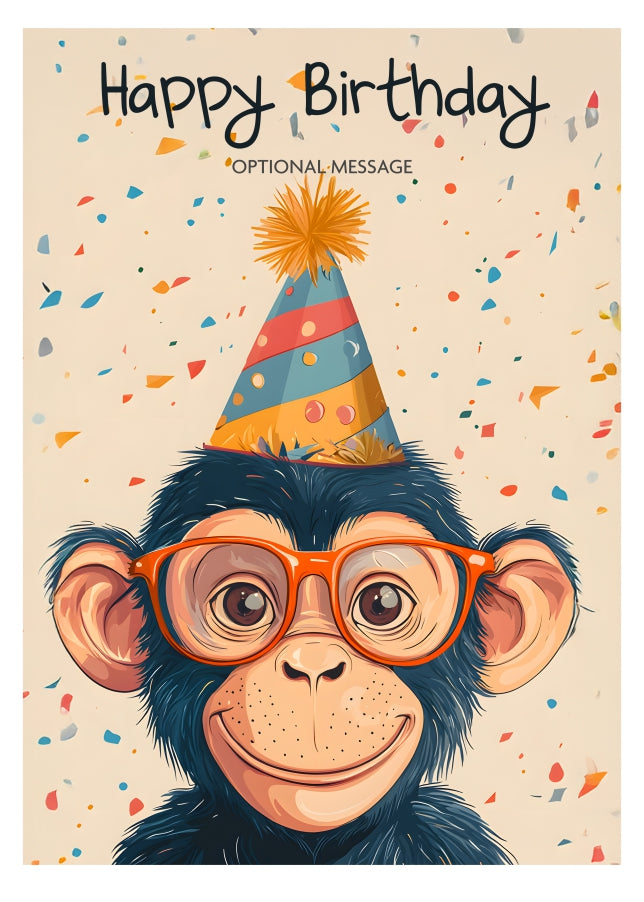 Monkey Birthday Card for Boy or Girl - Cute Bday Cards