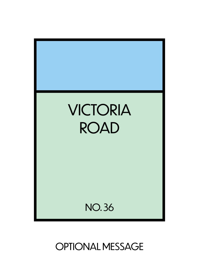 New Home Card for Housewarming - Monopoly Style Greetings Card (Blue)