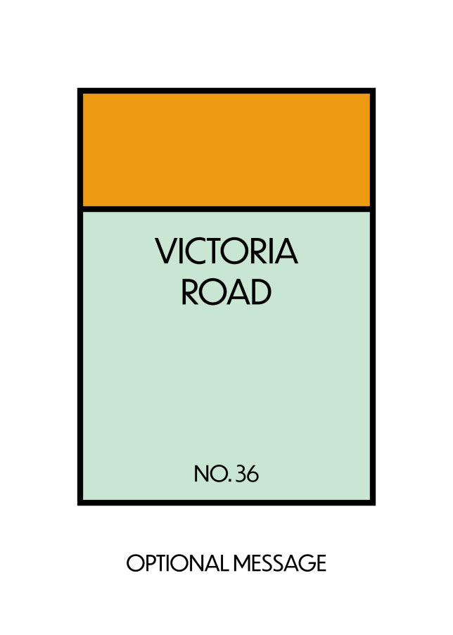 New Home Card for Housewarming - Monopoly Style Greetings Card (Orange)