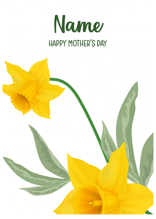 Daffodils Mother's Day Card for Mum - Beautiful Flower and Floral Card for Her