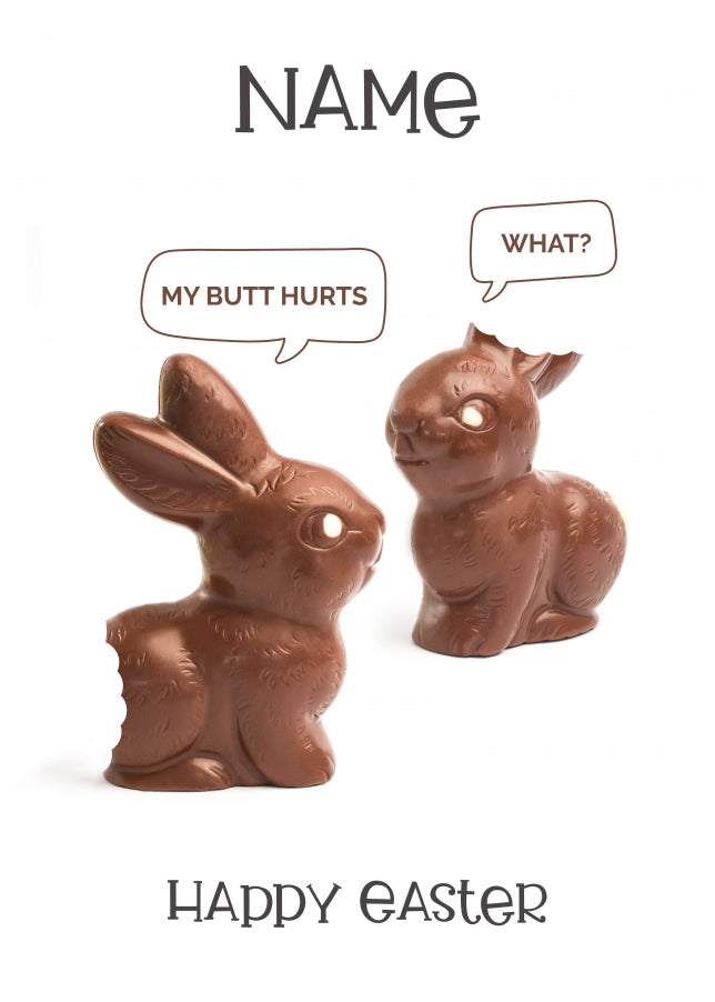 Funny Easter Cards for Kids, Boys & Girls - My Butt Hurts, What?