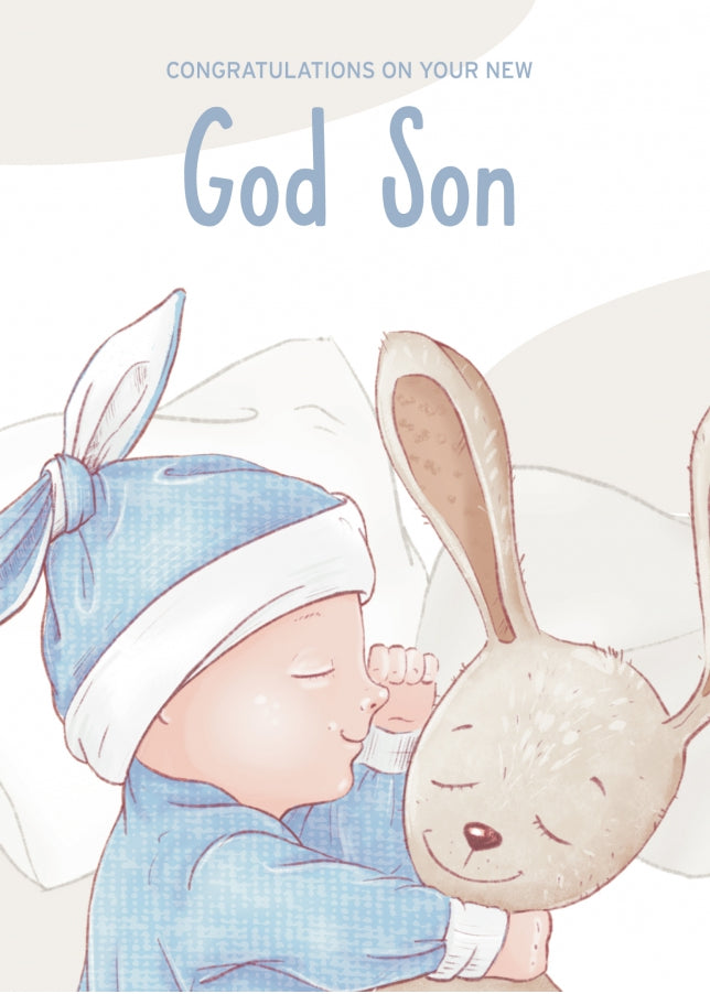 Congratulations New God Son Card - God Parents Cards for New Baby Boy