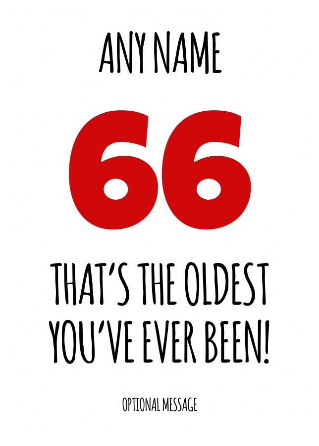 Funny 66th Birthday Card - That's the oldest you've ever been!