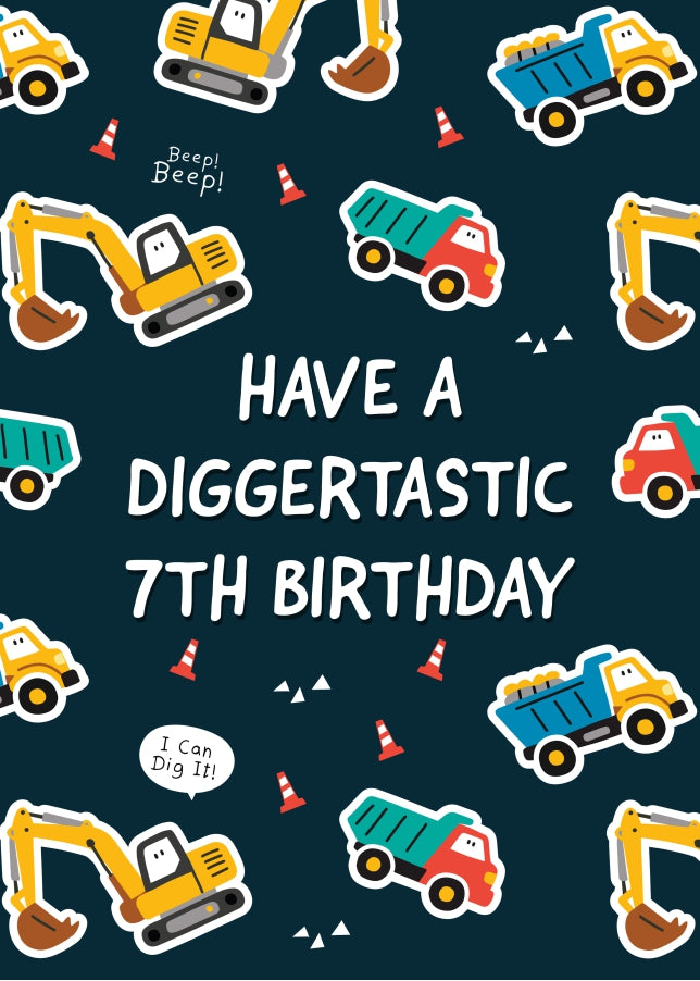 Kids Construction Greetings Age 7