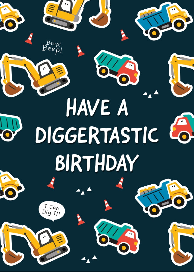 Kids Construction Birthday Card