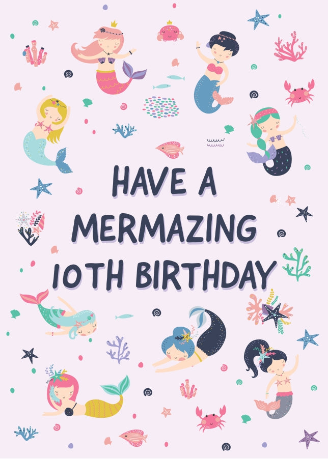 Magical Mermaid 10th Birthday Greeting