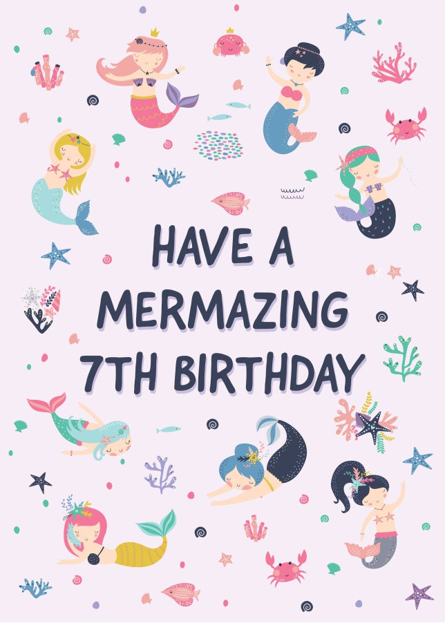 Magical Mermaid 7th Birthday Greeting