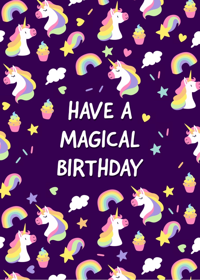 Magical Unicorn Greeting Card for Kids