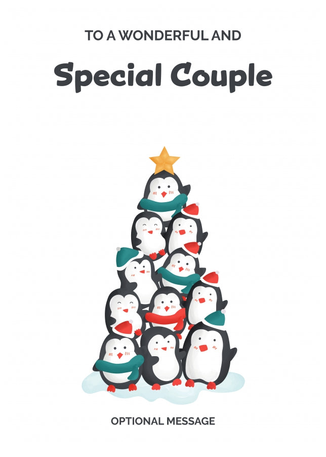 Special Couple Christmas Card - Penguin Tree