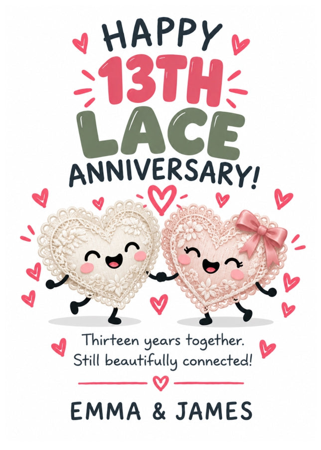 Personalised 13th Anniversary Card for Couples - Perfectly Paired