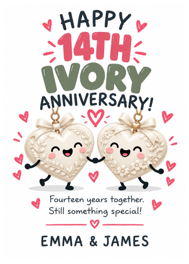 Personalised 14th Anniversary Card for Couples - Perfectly Paired