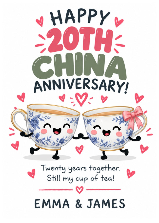 Personalised 20th Anniversary Card for Couples - Perfectly Paired