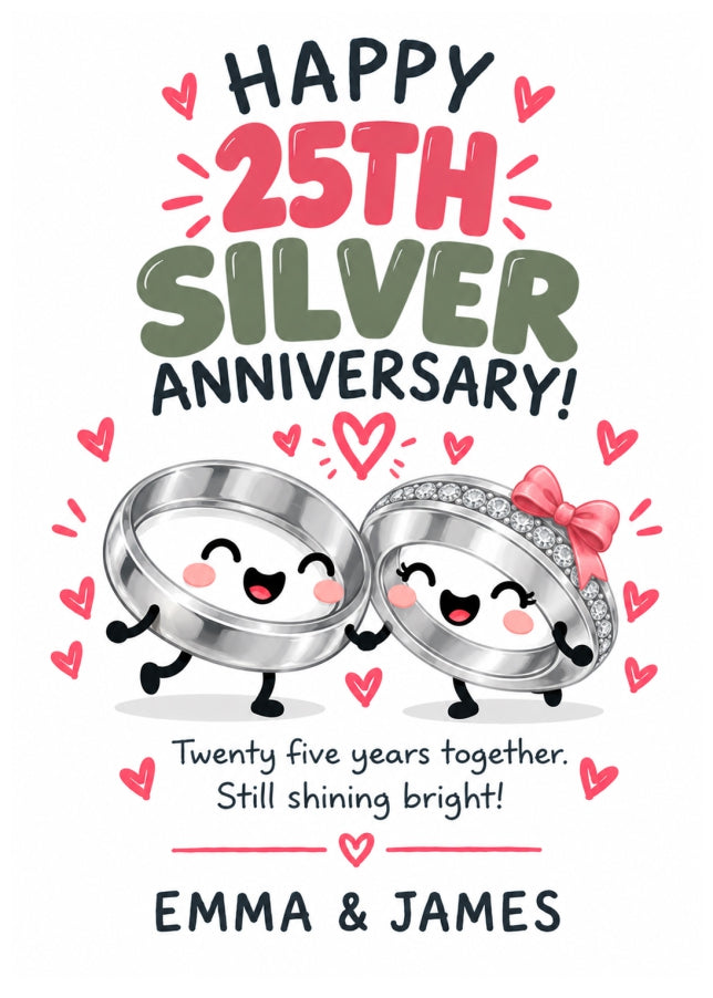 Personalised 25th Anniversary Card for Couples - Perfectly Paired