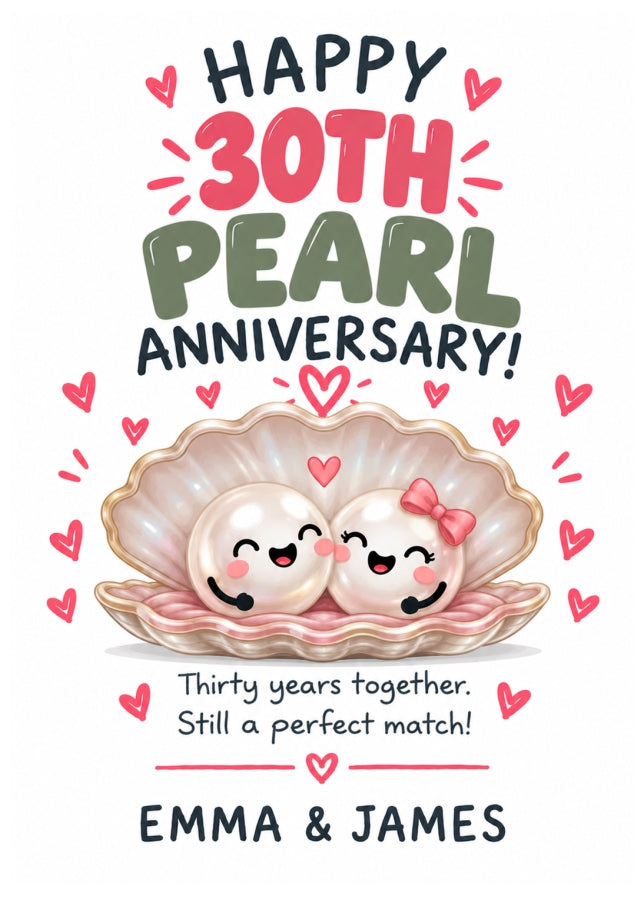 Personalised 30th Anniversary Card for Couples - Perfectly Paired