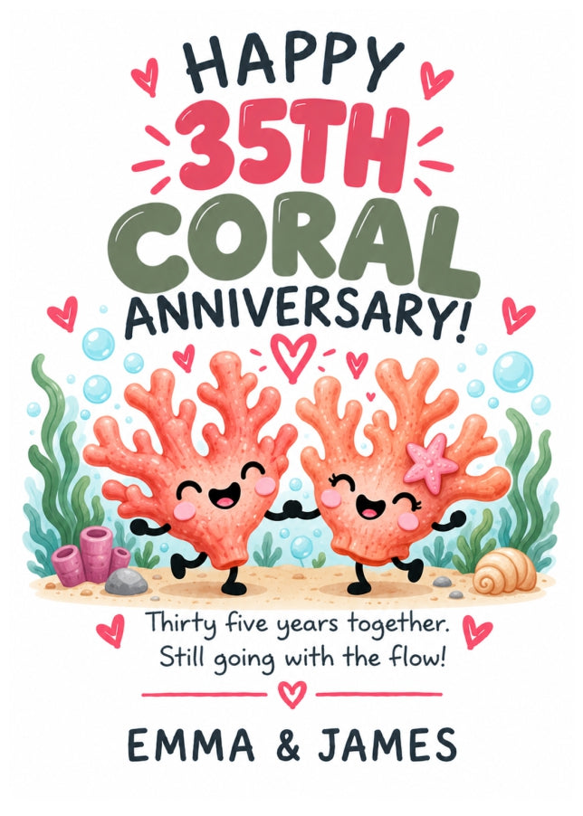 Personalised 35th Anniversary Card for Couples - Perfectly Paired