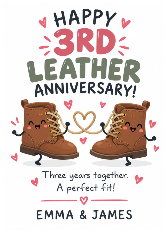 Personalised 3rd Anniversary Card for Couples - Perfectly Paired