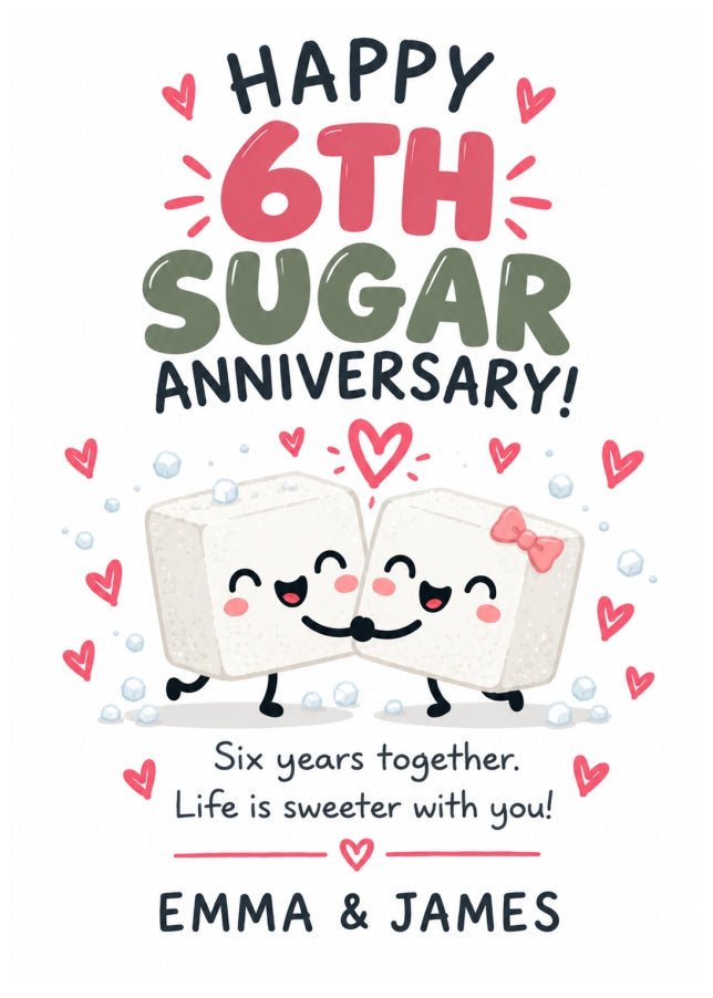 Personalised 6th Anniversary Card for Couples - Perfectly Paired