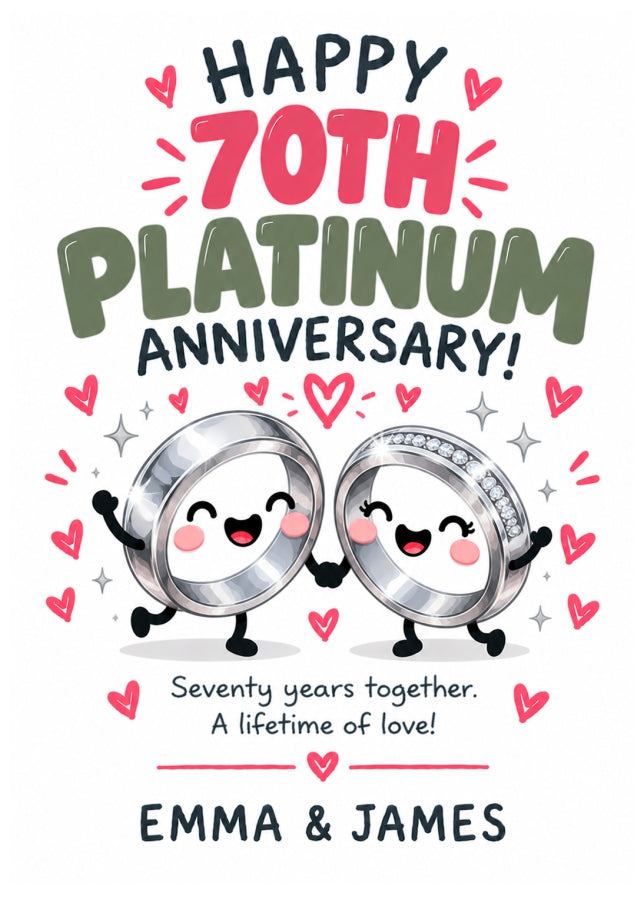 Personalised 70th Anniversary Card for Couples - Perfectly Paired