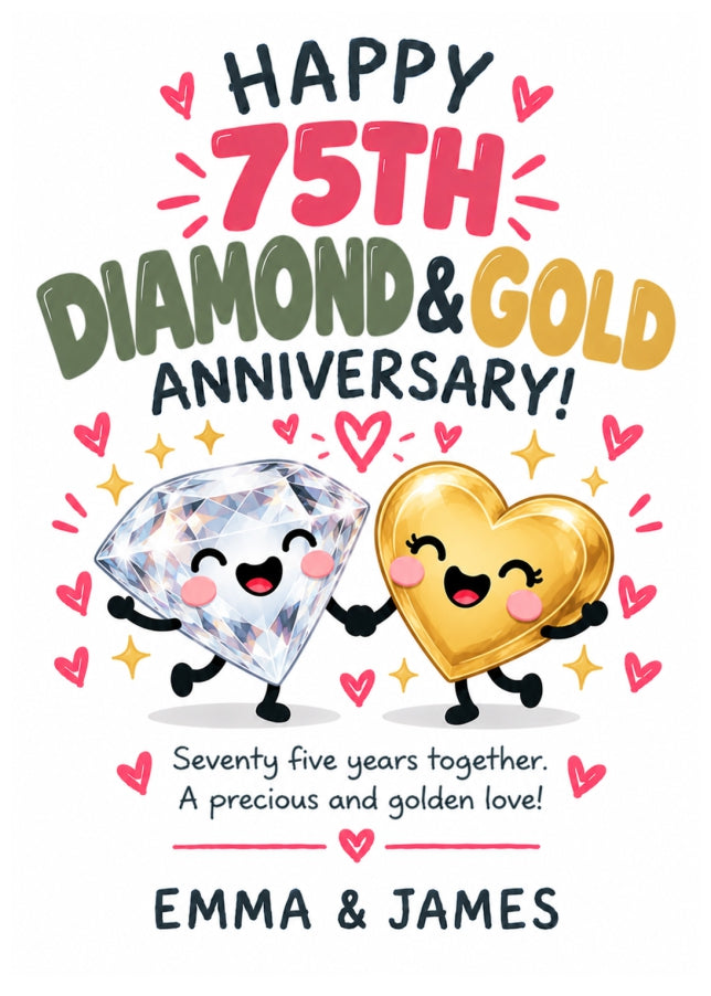 Personalised 75th Anniversary Card for Couples - Perfectly Paired