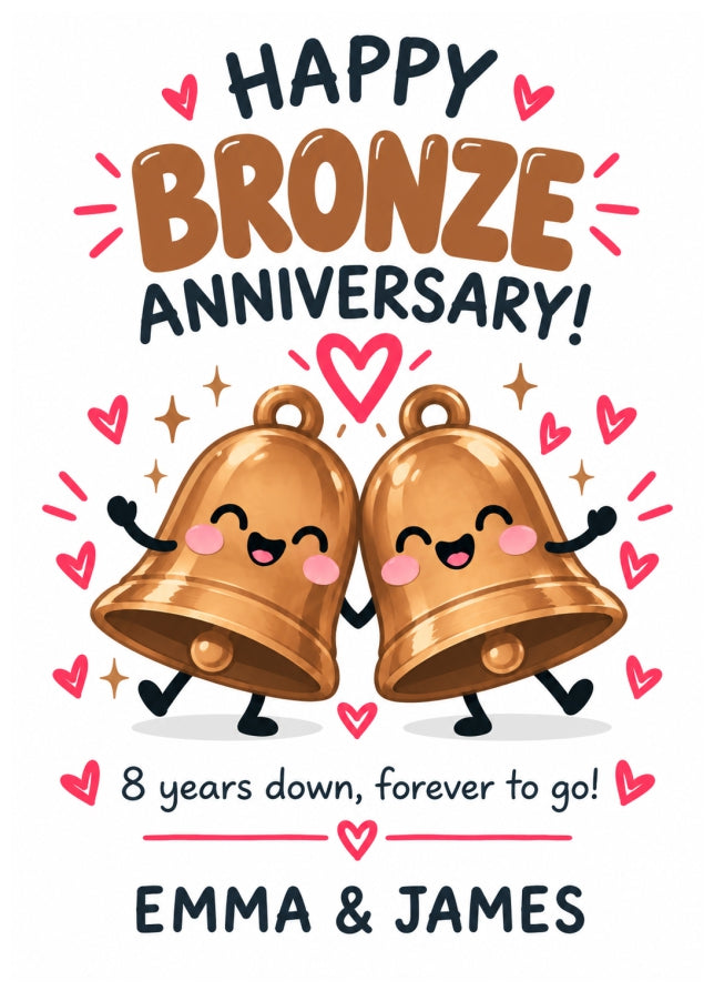 Personalised 8th Anniversary Card for Couples - Perfectly Paired