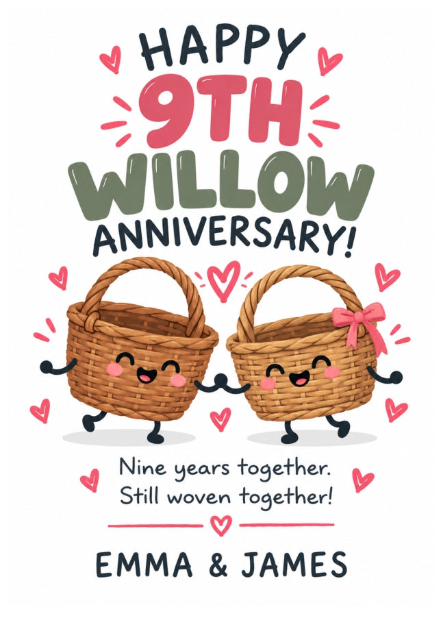 Personalised 9th Anniversary Card for Couples - Perfectly Paired