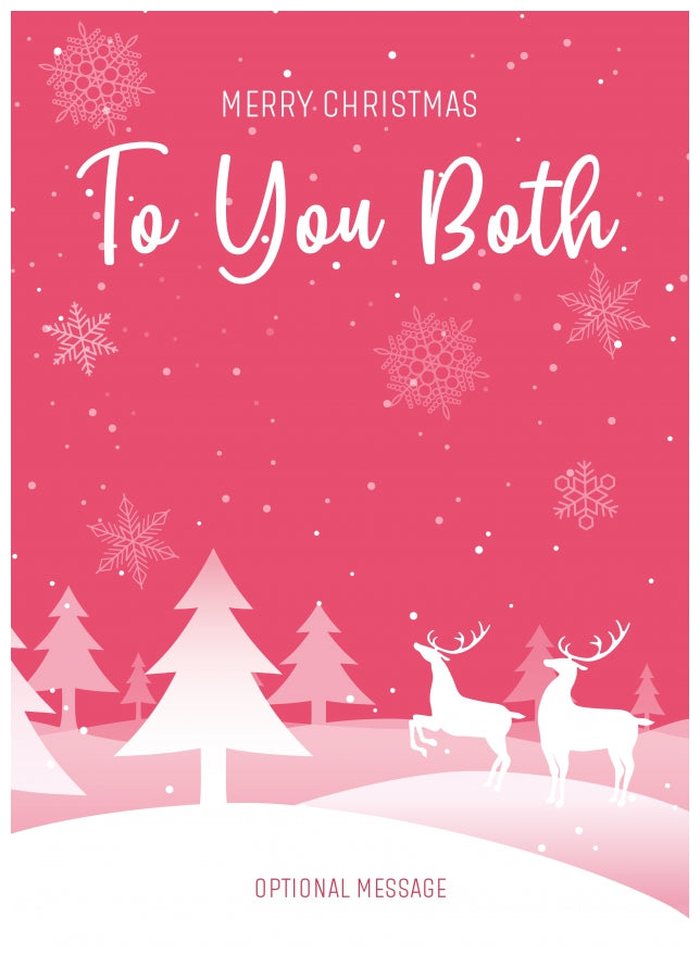 Pink Christmas Card for To You Both - Special Winter Scene Card