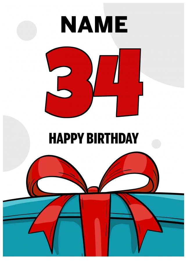 Happy 34th Birthday Card - Bold Gift / Present Design