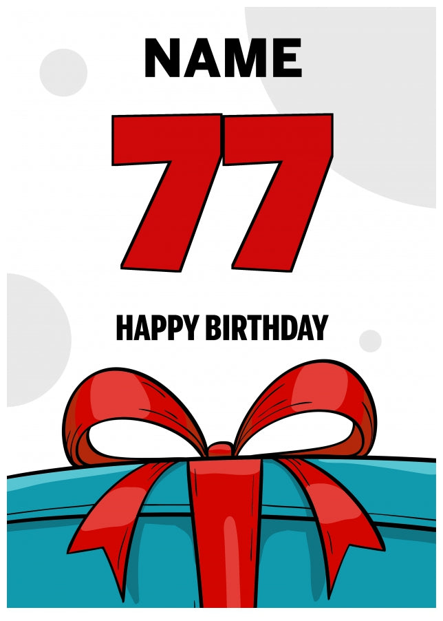 Happy 77th Birthday Card - Bold Gift / Present Design