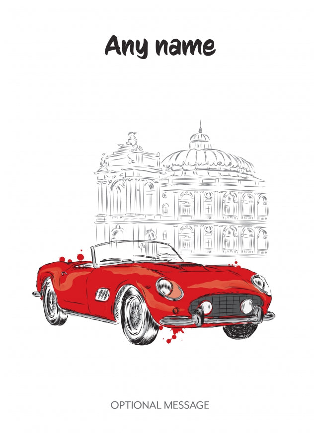 Red Vintage Sports Car - Birthdays Cards for Him